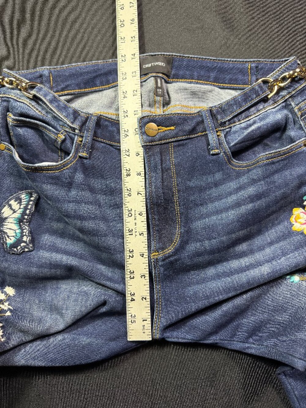 Free People x Driftwood Farrah Embroidered Flare Jeans Sz 30 - Picture 12 of 16